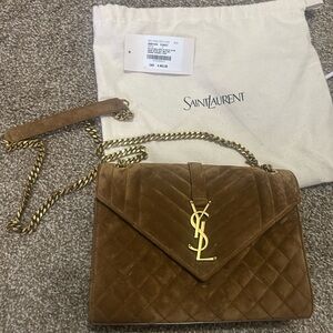 Saint Laurent Tan Quilted Crossbody Bag